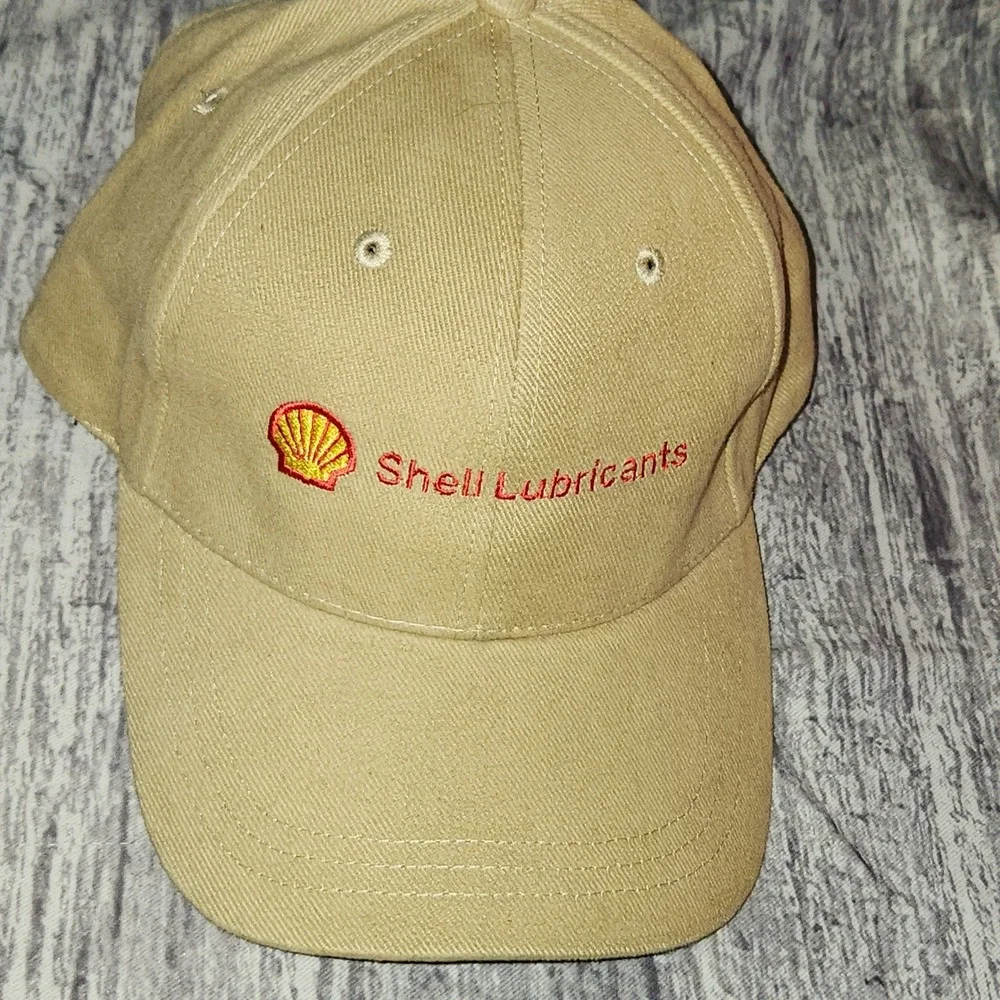 Shell‎ Lubricants Hat Cap Beige Embroidered Logo Adjustable Unisex